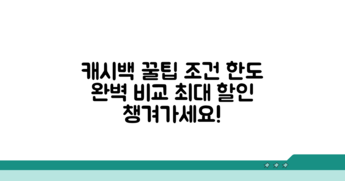 캐시백 할인 조건과 한도 비교