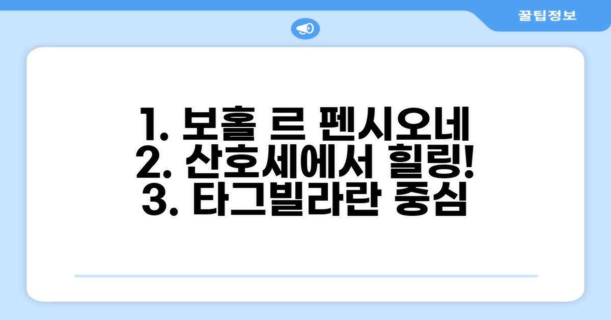 보홀 타그빌라란 중심부, 르 펜시오네 드 산호세에서의 휴식