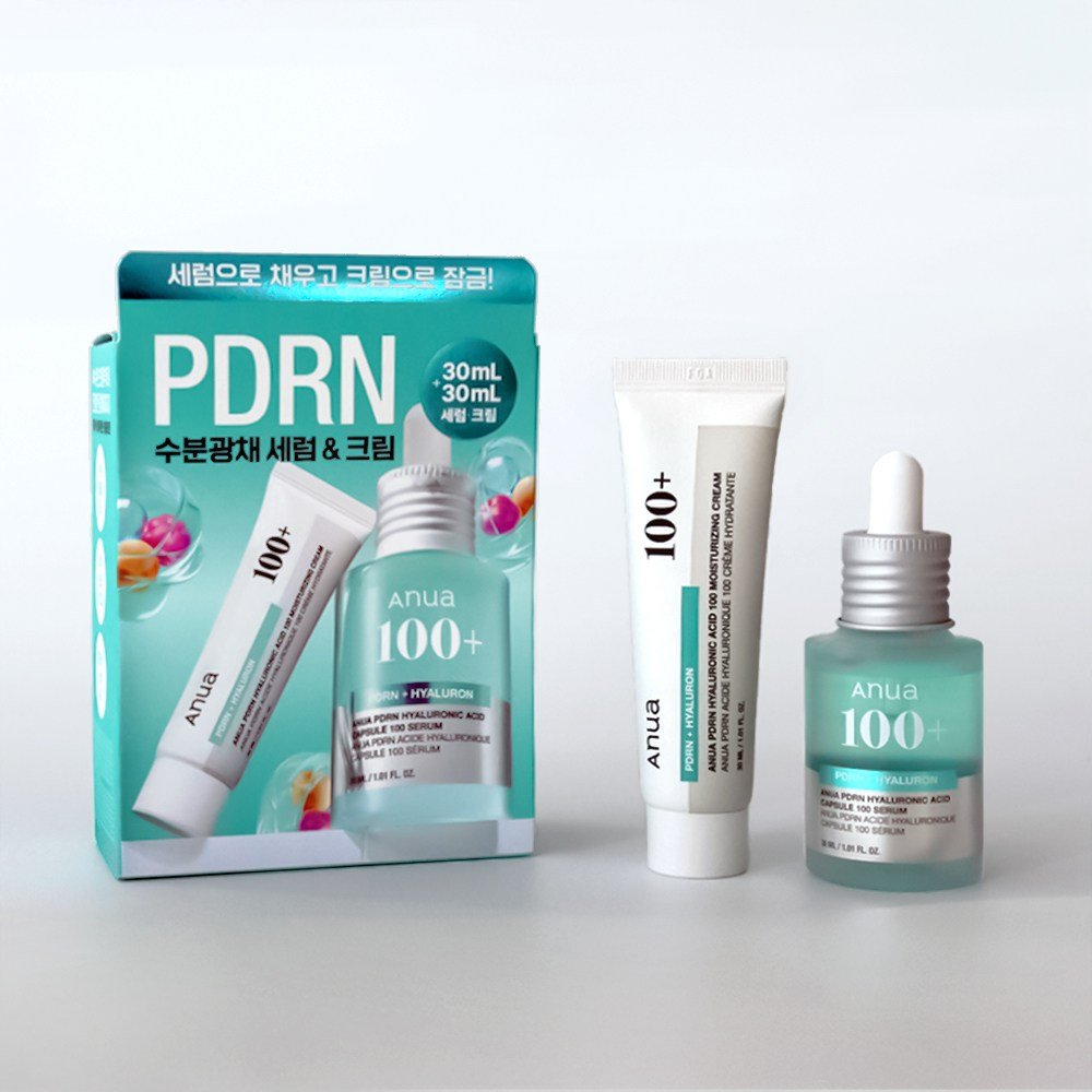 아누아 PDRN 피디알엔 히알루론산 캡슐 100 세럼 30ml + 피디알엔 히알루론산 100 수분 크림 30ml 세트, 1개 상세 이미지 1