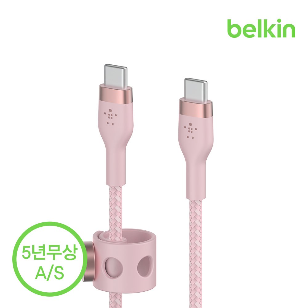 벨킨 프로 플렉스 USB-C to C타입 고속 충전 케이블 1M CAB011bt1M 아이폰17 16 갤럭시 S26 S25 아이패드 LG 그램 호환 상세 이미지 2