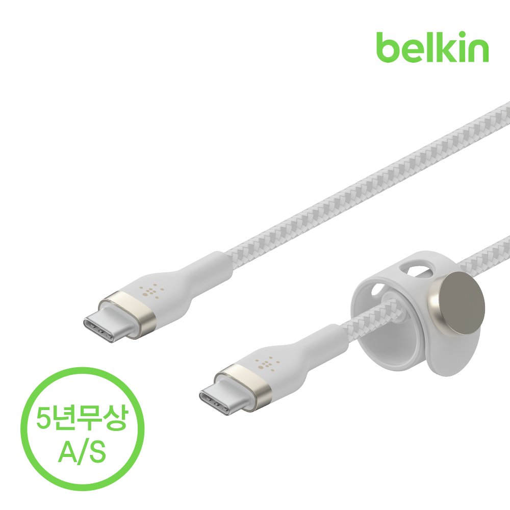 벨킨 프로 플렉스 USB-C to C타입 고속 충전 케이블 1M CAB011bt1M 아이폰17 16 갤럭시 S26 S25 아이패드 LG 그램 호환 상세 이미지 1