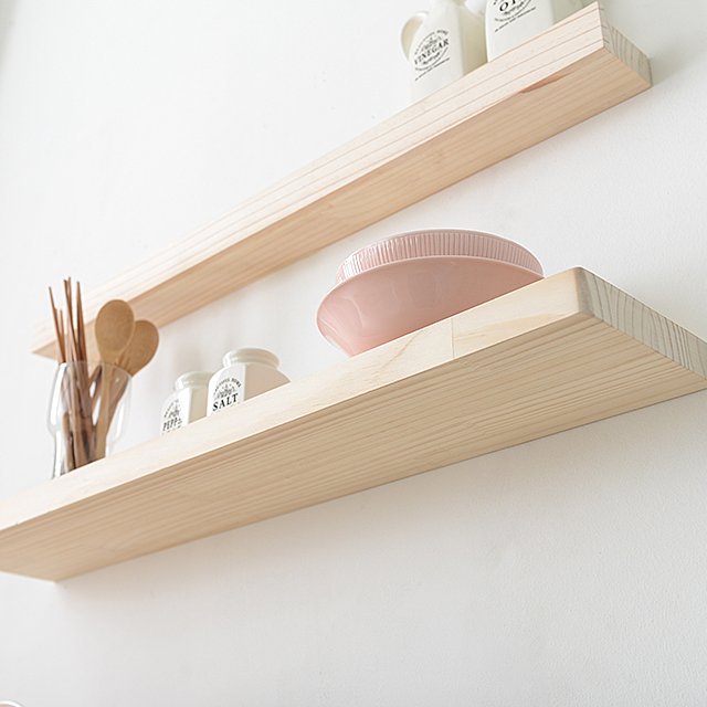 무지주 벽걸이 원목 벽 선반 콘크리트벽 600 상세 이미지 2