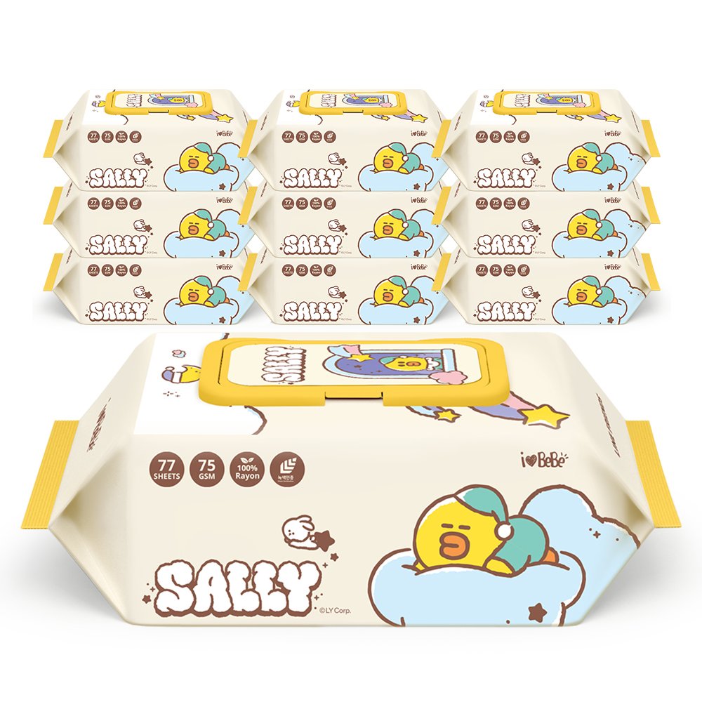 아이러브베베 라인프렌즈 드림에디션 브라운 생분해원단 77매 75g 10팩 캡형 아기물티슈 상세 이미지 1