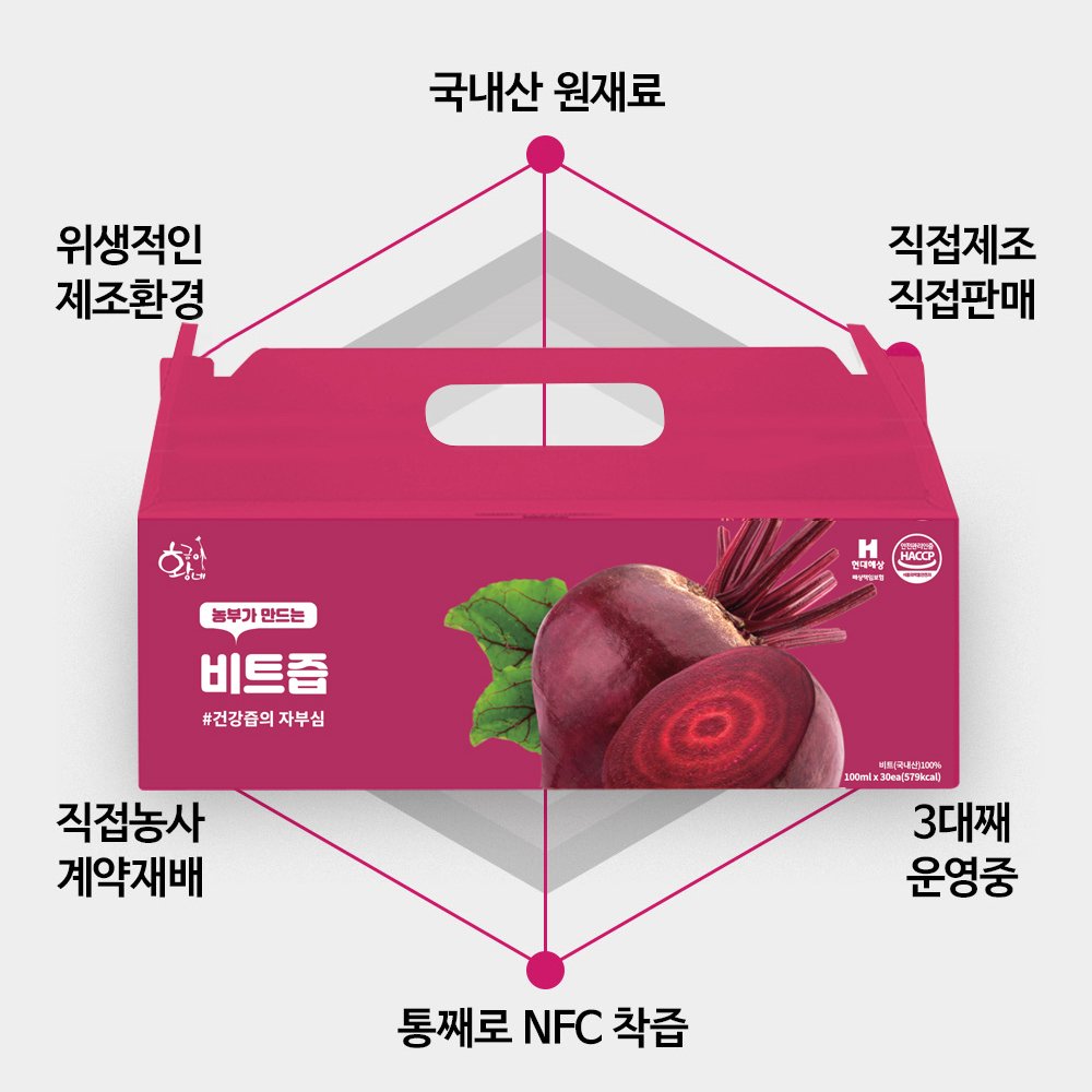 물없이 통째로 갈아만든 착즙 비트즙 100ml 30포 진액 엑기스 상세 이미지 2