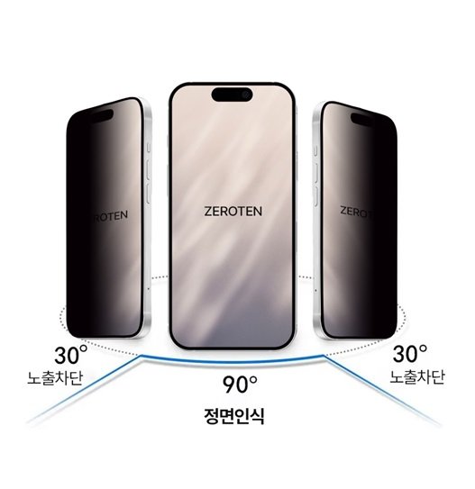 제로텐 사생활 보호 강화유리 액정보호필름 프라이버시 아이폰15 프로 맥스, 2매입 상세 이미지 1